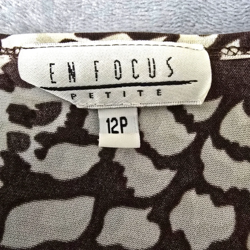 2/$30 Vintage En Focus Green & Black Babydoll Floral Midi Dress‎ Womens Size 12P